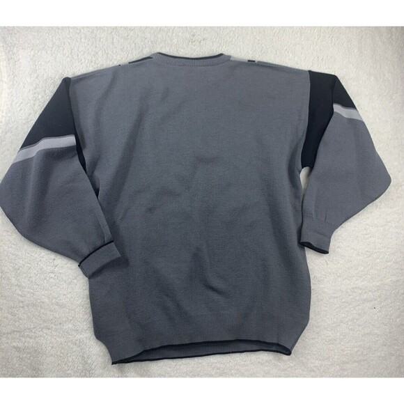 Gabicci Men's L Knit Sweater Wool Blend Suede Patch Geometric Italy - Picture 6 of 12